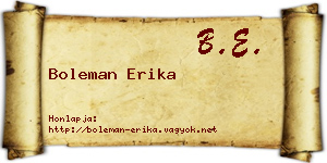 Boleman Erika névjegykártya